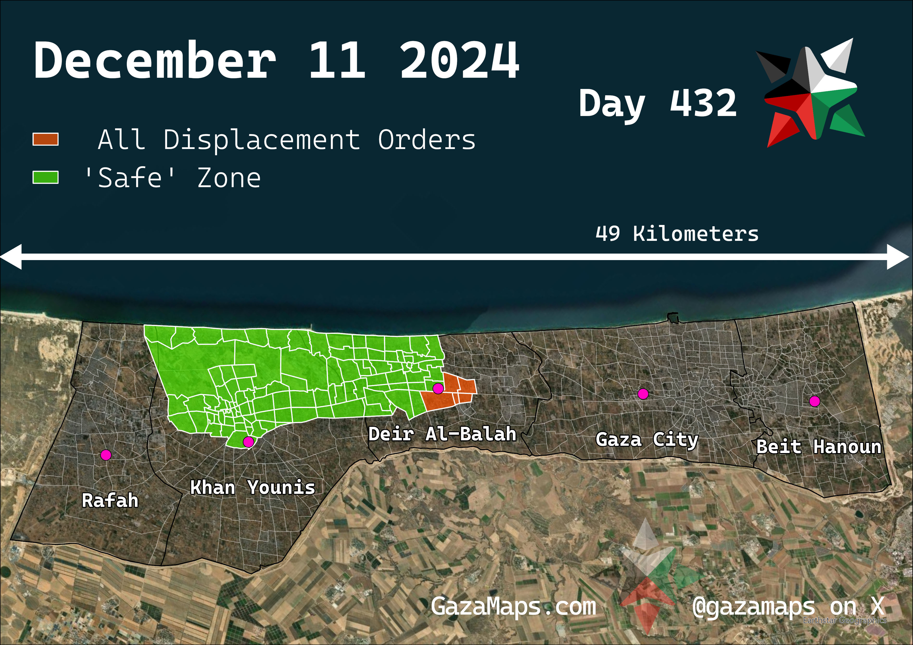 GazaMaps original map, based on IDF displacement order from 11 December 2024