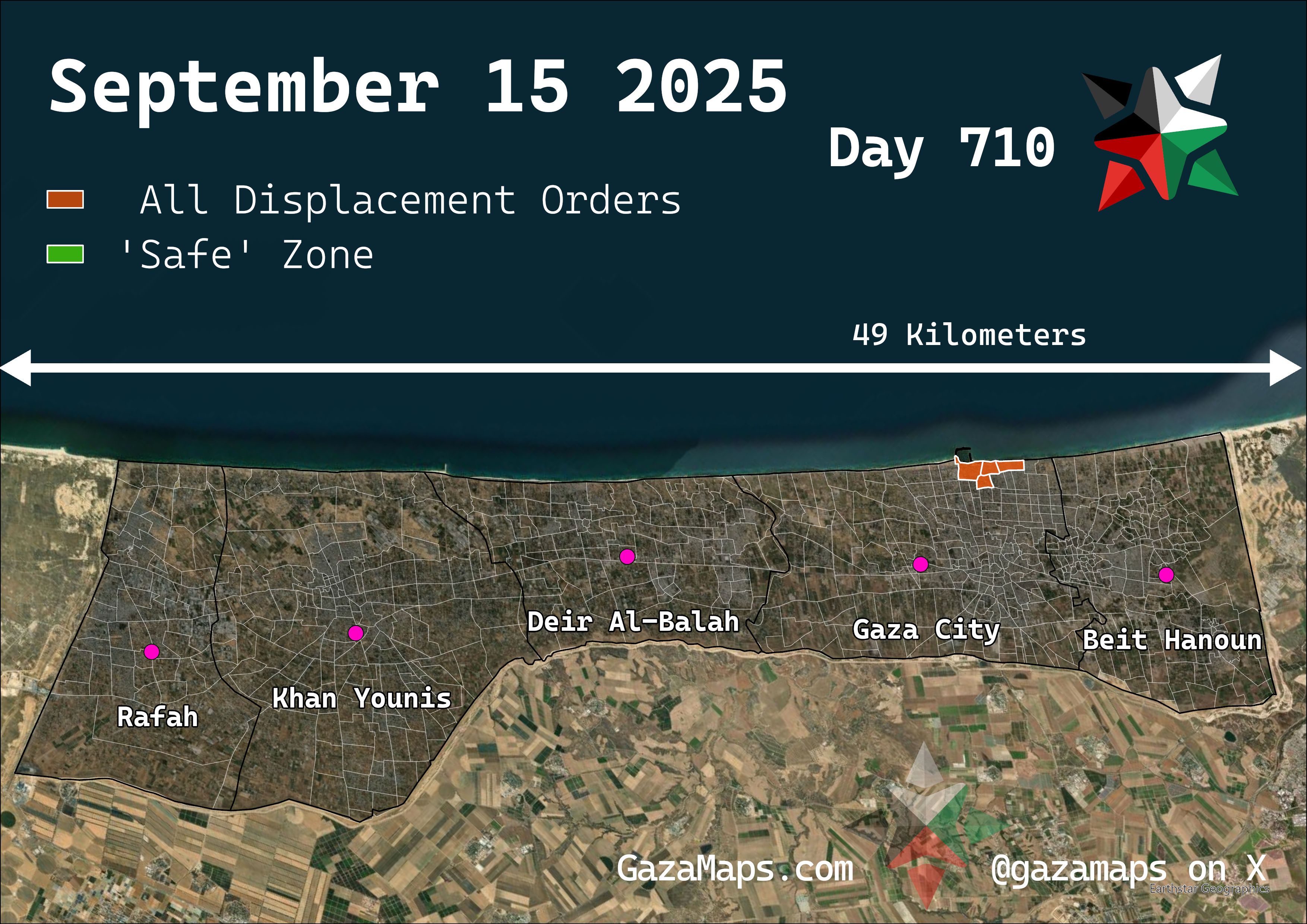 GazaMaps original map, based on IDF displacement order from 15 September 2025