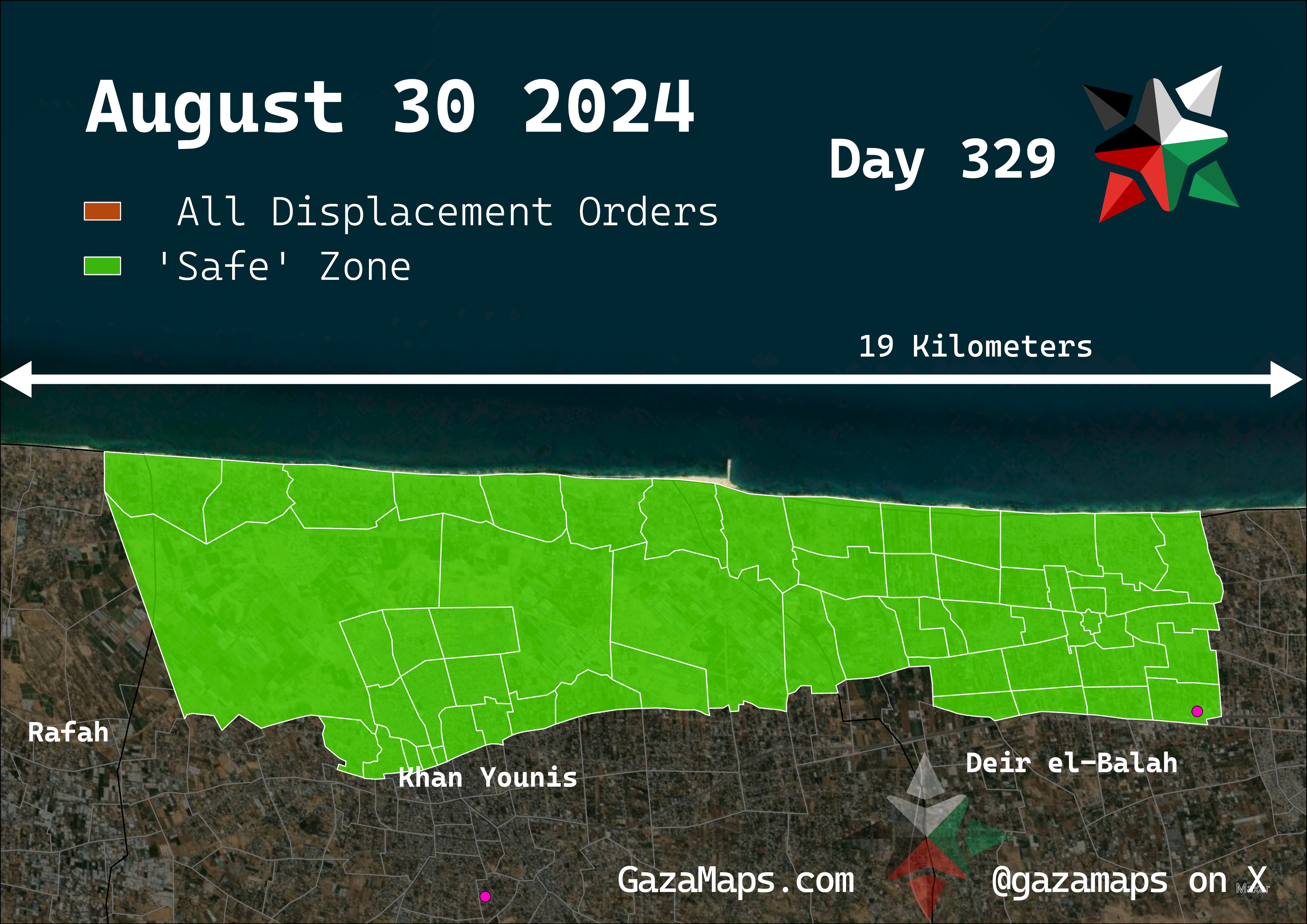 GazaMaps original map, based on IDF displacement order from 30 August 2024