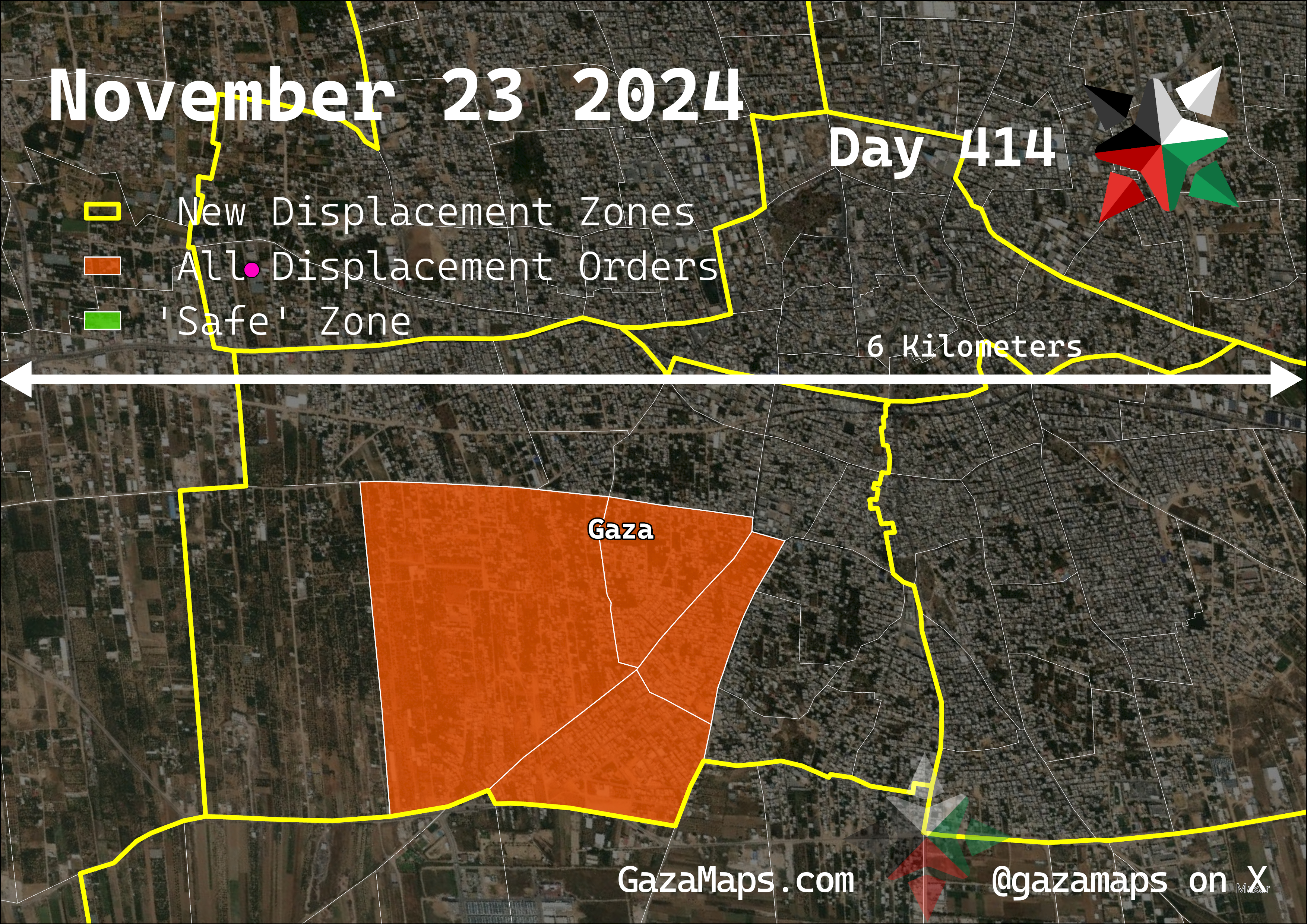 GazaMaps original map, based on IDF displacement order from 23 November 2024